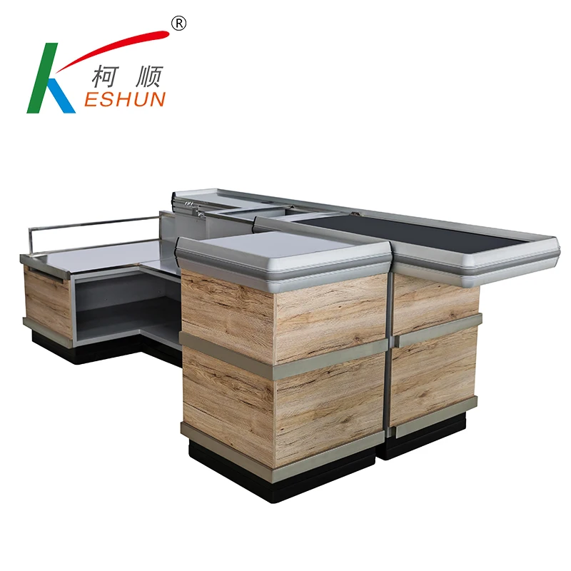 Supermarket cashier price commercial wooden checkout counters
