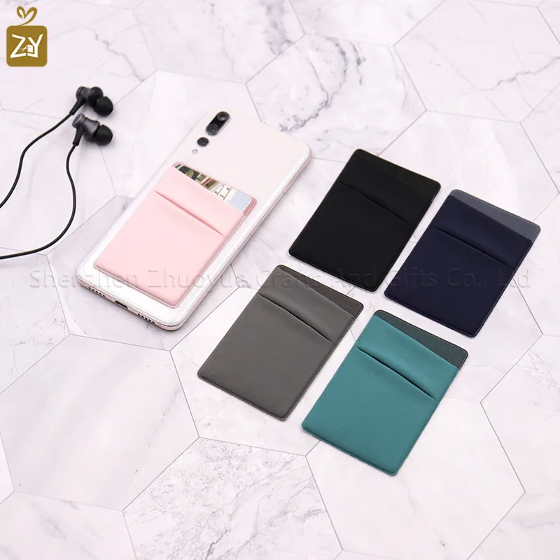 Wholesale Phone Card Holder Stretchy Lycra ID Card Case Adhesive Sticker Credit Card Case