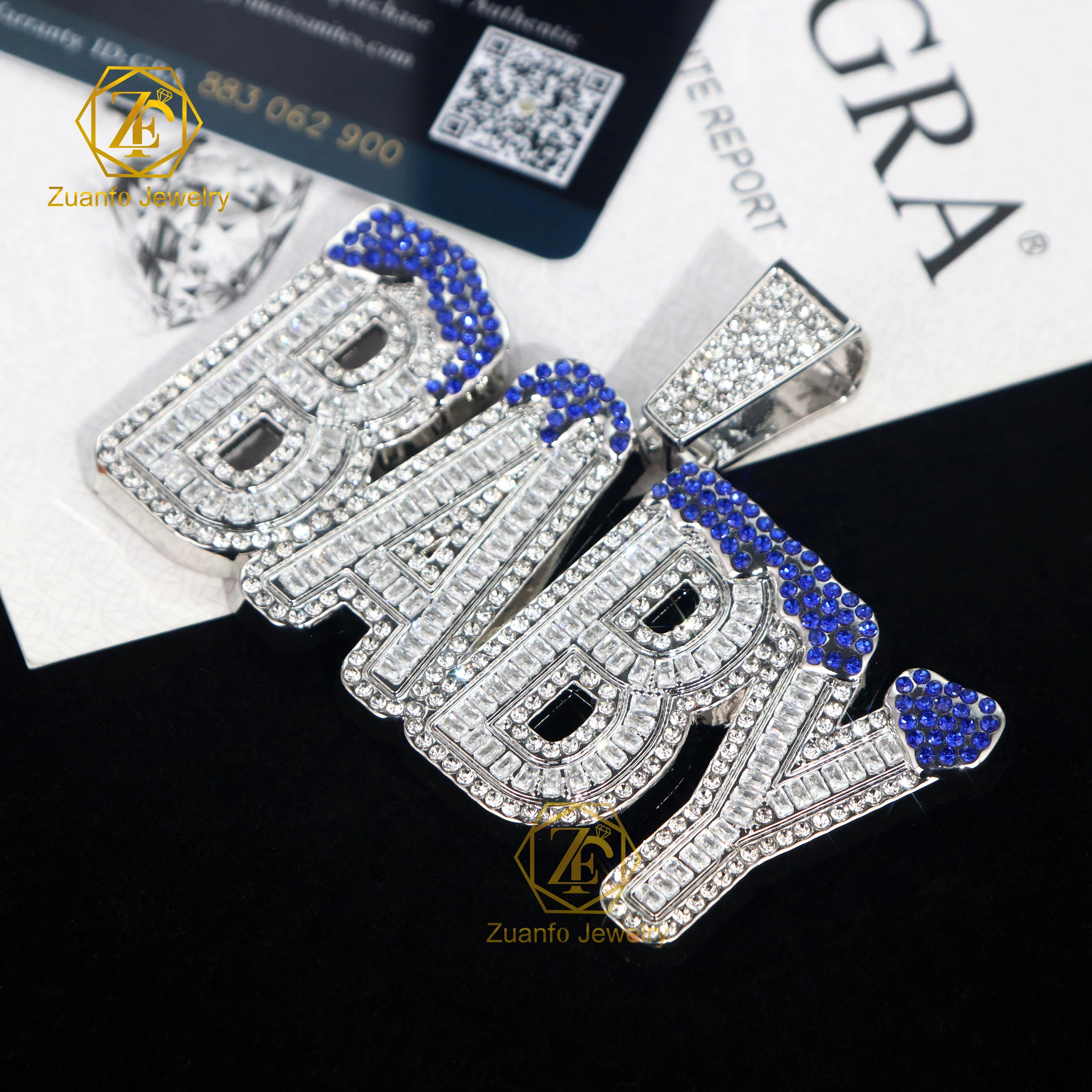 Custom Letter Pendant HipHop Jewelry 925 Silver BABY Letter D VVS1 Moissanite Pendant Charm For Men
