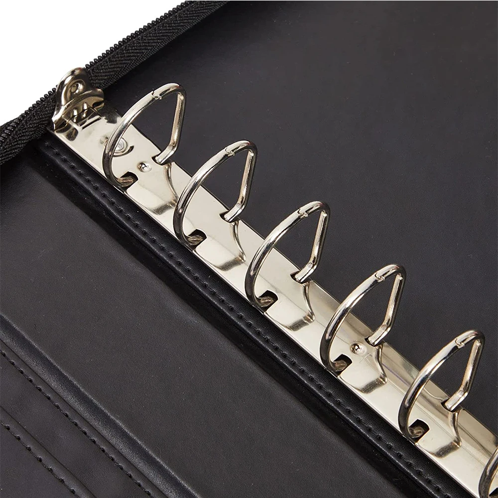 7 Ring Business Check Binder with Zipper PU Cover Check Registers for Personal Checkbook