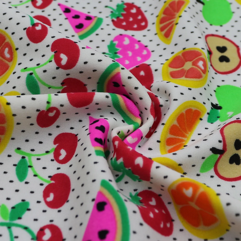 High Quality Elastic Cute Fruit Pattern Custom Digital Printed Spandex Polyester Fabric