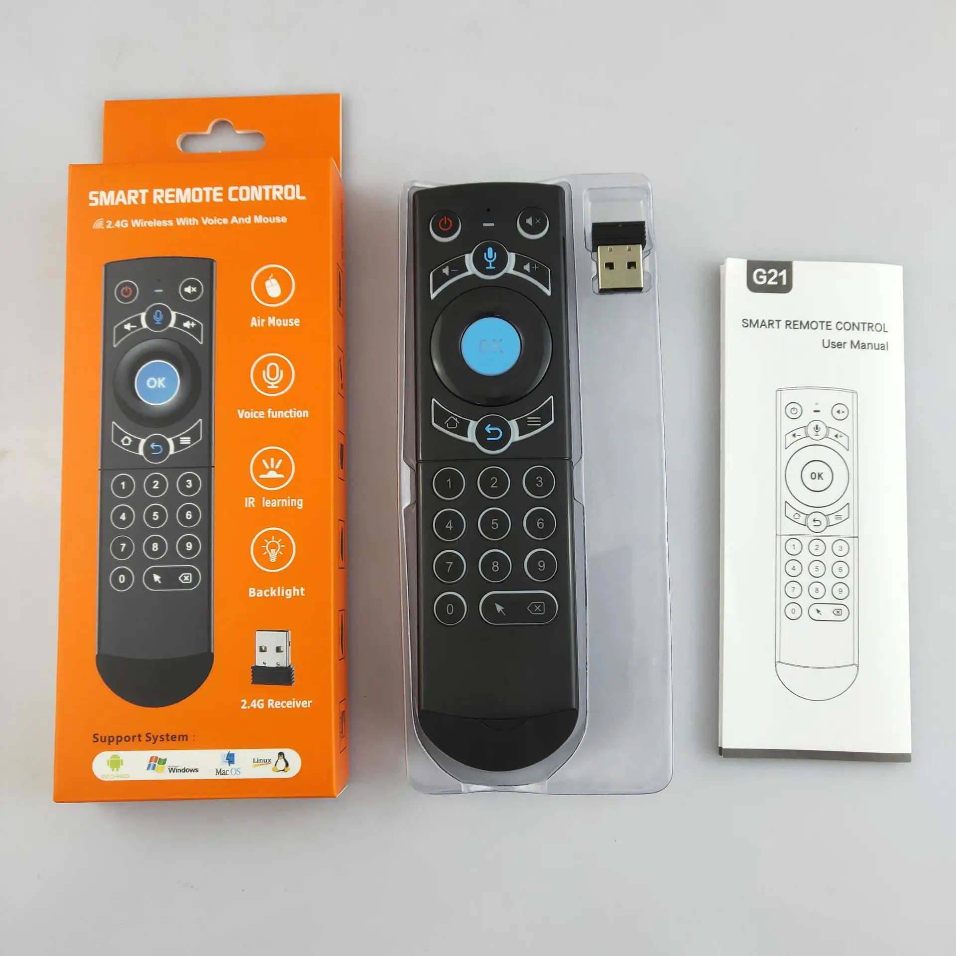 G20S PRO BT Voice Air Mouse 2.4G Wireless BT5.0 Connection Remote Control for Android TV Box PC Smart TV