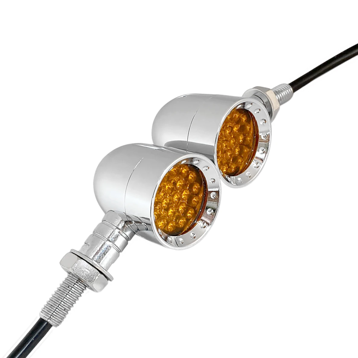 Antique Mini Bullet LED Chrome Turn Signal Lights for Roadster