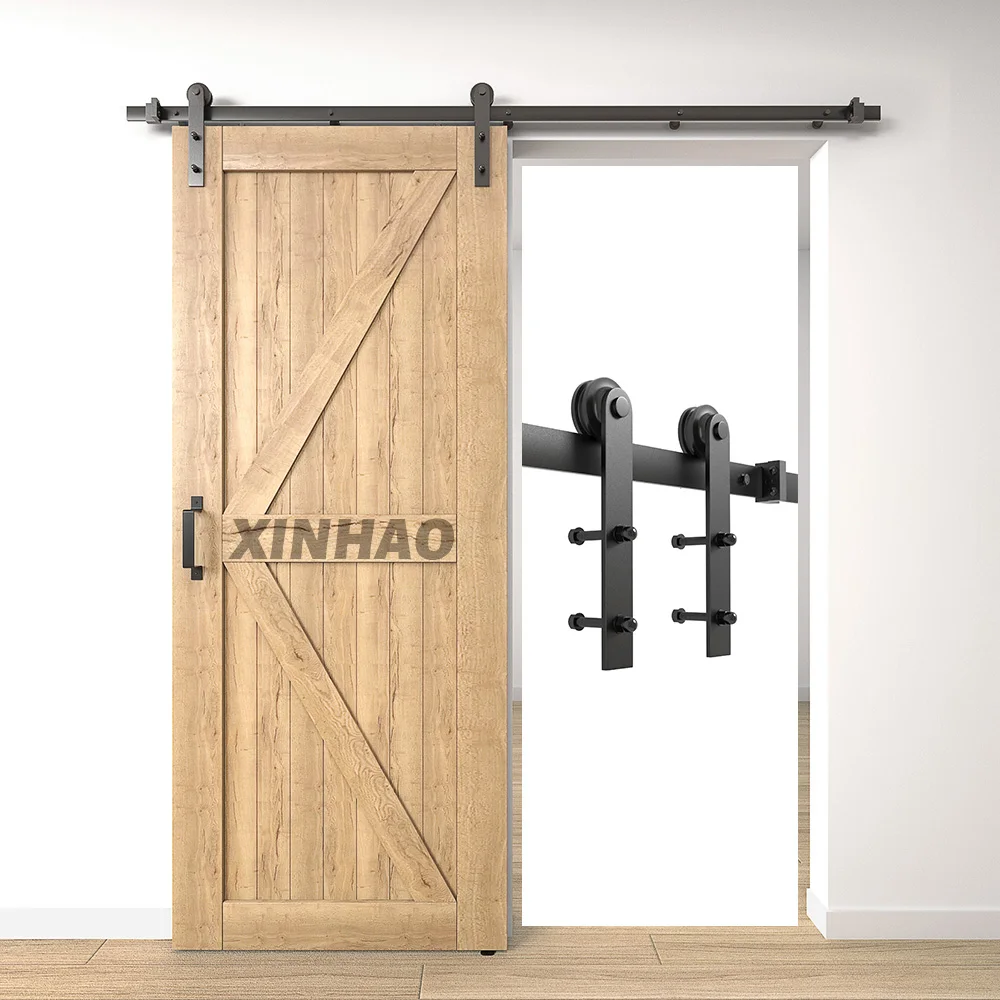 I shape Black Sliding Barn door Hardware Kit Factory for home use beauty equipment Sliding Barn door Hardware