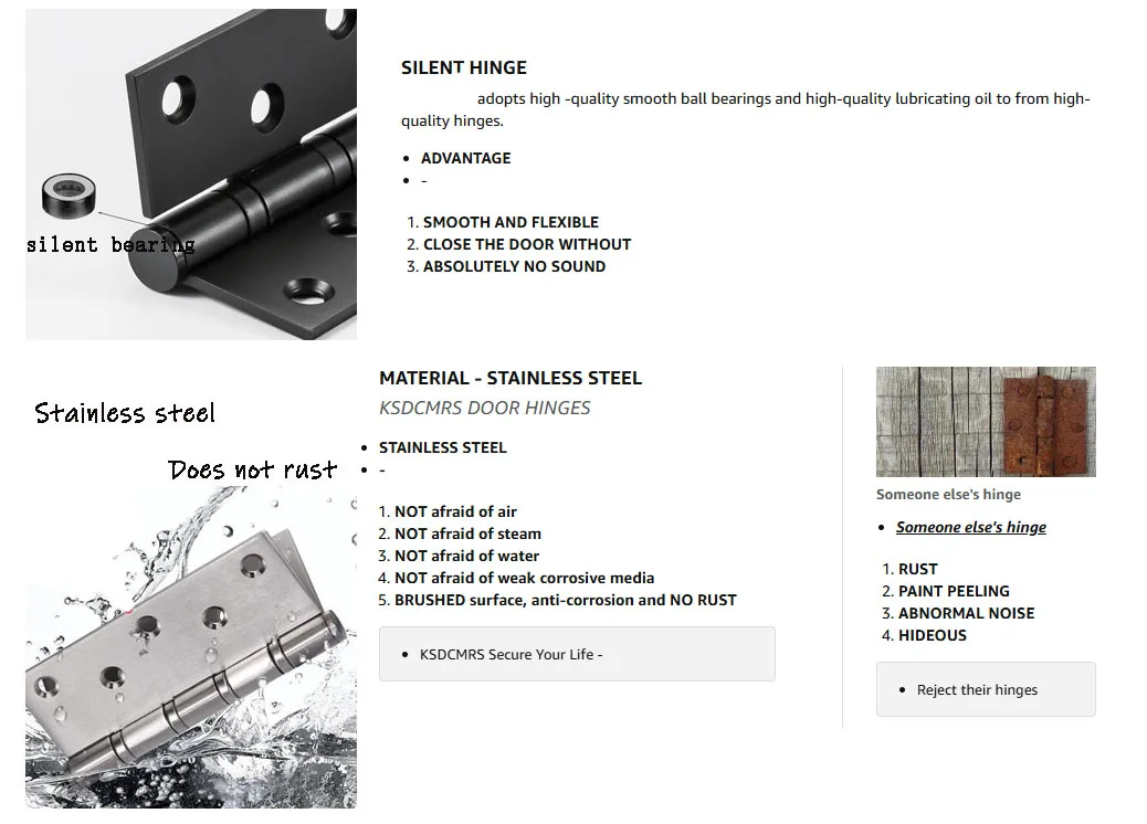 Stainless Steel 5 Inches 4 Inches Wide Ball Bearing Butt Door Hinges