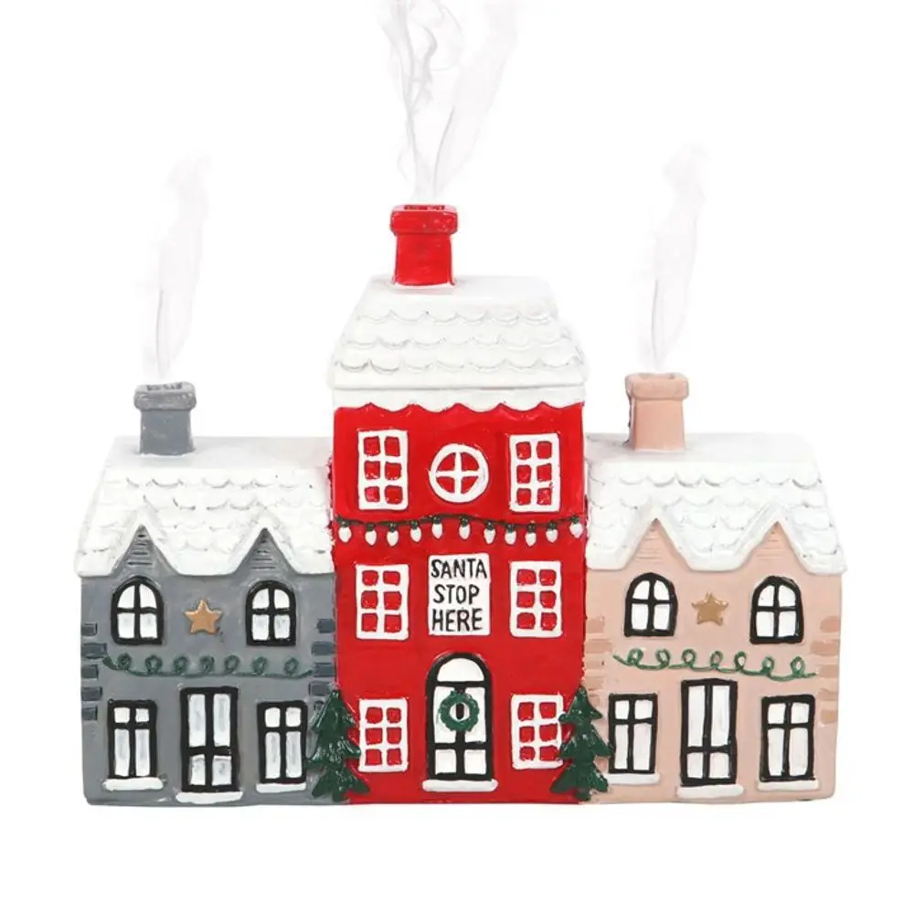 Village Cone Holder Decorations for Christmas House Incense Burner Resin Decorations cottage incense burner candle holder  decor