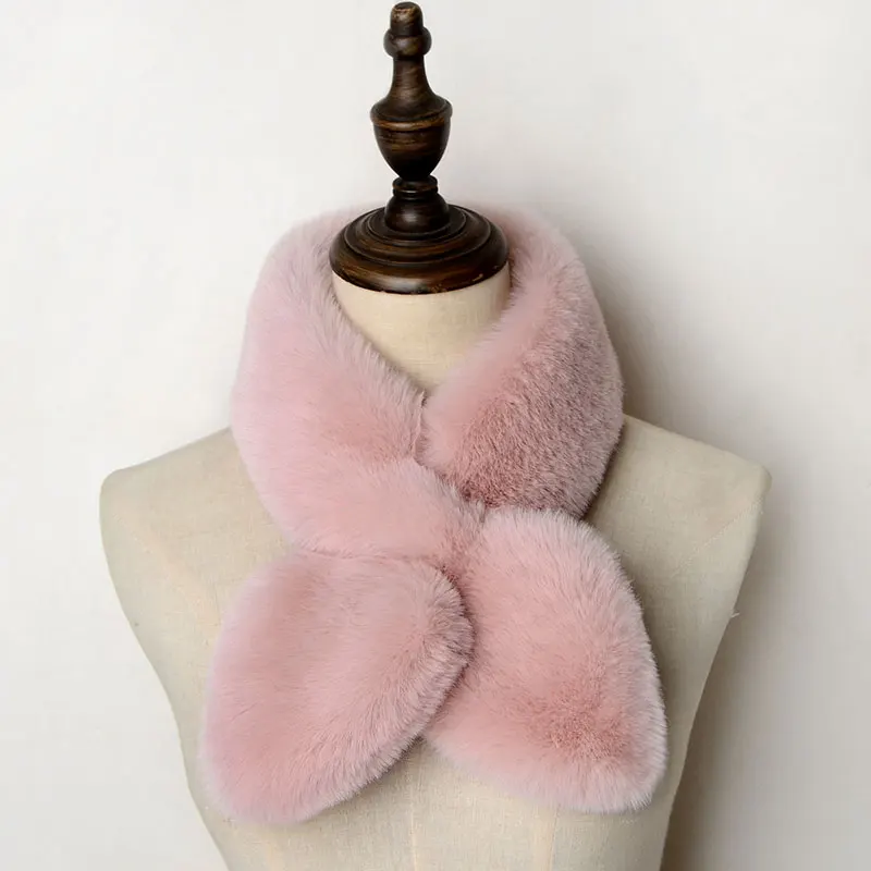 Autumn And Winter All-Match Fashion Girl Warm Scarf Imitation Rex Rabbit Fur Scarf Plush Cross Trend Scarf Women