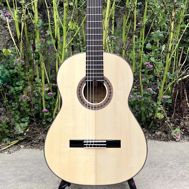 Aiersi brand Good quality classical guitar handmade solid top rosewood back and side nylon string
