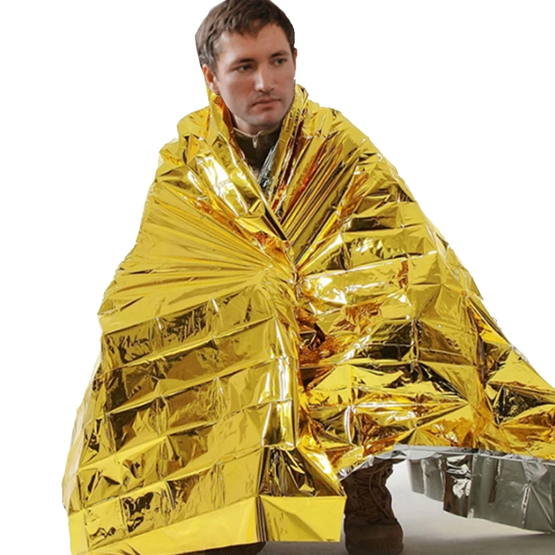 Gold Yellow 12um Thickness Mylar Water Proof Polyfoam Emergency Foil Rescue Blanket Space For Sport first aid devices