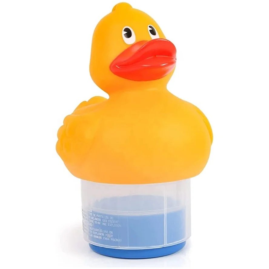 Cleanwell Cute Yellow Duck Large Capacity Swimming Pool Floating Dispenser Chlorinator Telescopic