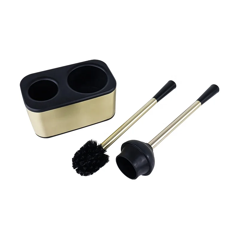 Stainless Steel Silicone Toilet Brush and Holder Toilet Plunger 2 In 1 Detachable Gold Cleaning Toilet Brush For Bathroom