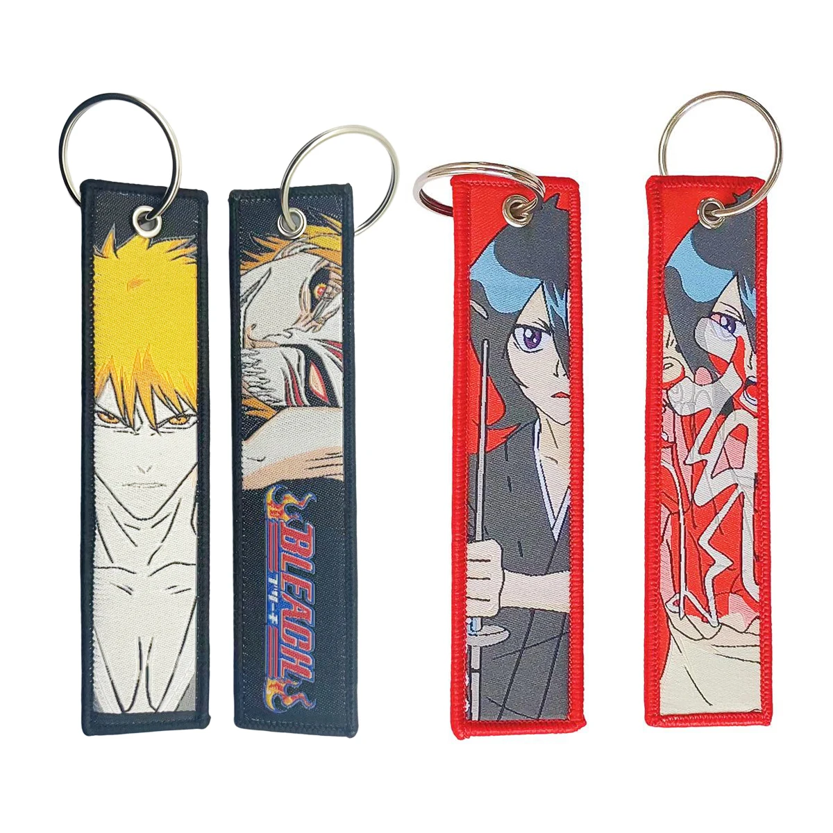 Custom BLEACH Embroidery cute anime double-sided Keychain Motorcycle Car Son Gohan Anime Embroidery Keychain