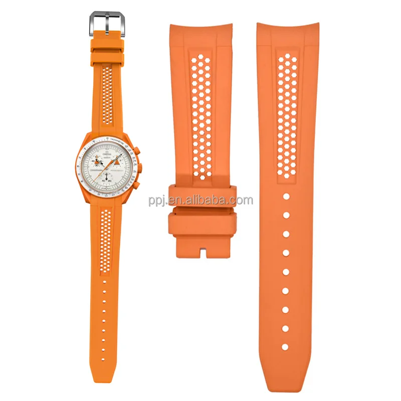 Custom Curved End Watch Strap 20mm for Moonswatch Strap Soft Silicone Rubber Omega Swatch Women Men Case Bracelet