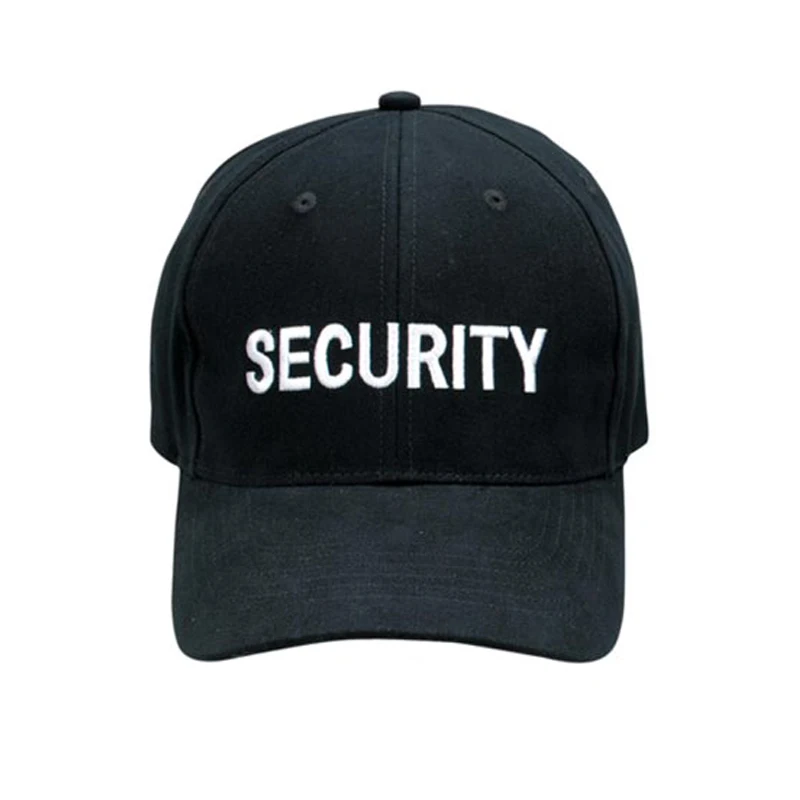 High Quality Embroidery Logo Baseball Cap Black Security Hat Black Cap for Men Security