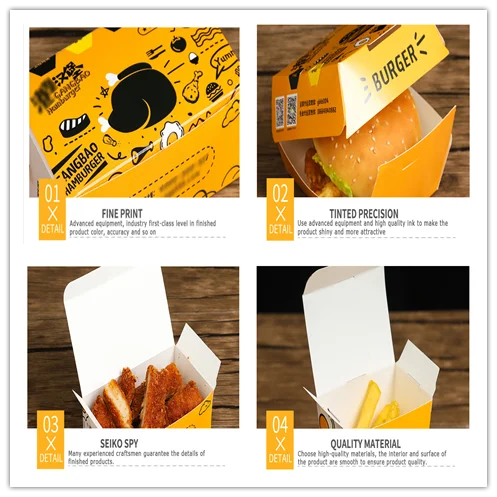 Custom Logo printing paper packaging hot dog tray takeaway food container