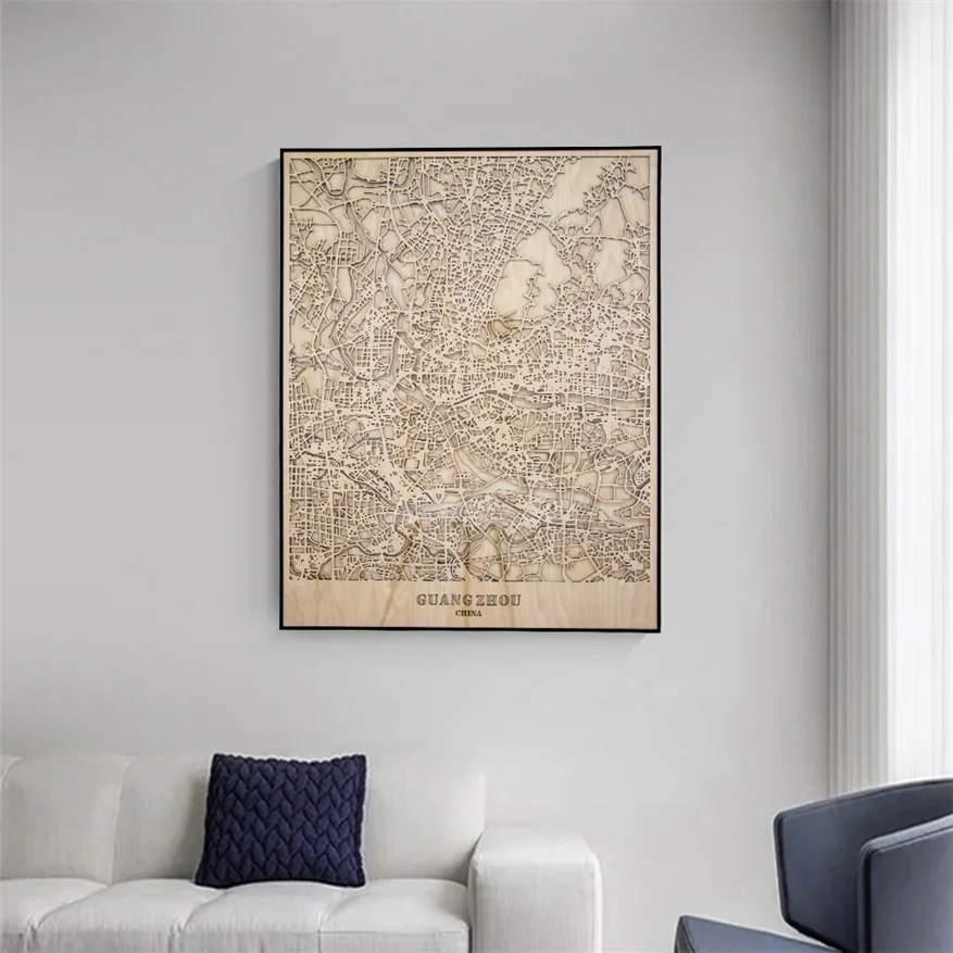 Fashion Design 3D Wooden Wall Decoration Diy Exclusive World City Street Map Birthday Gift with Photo Frame