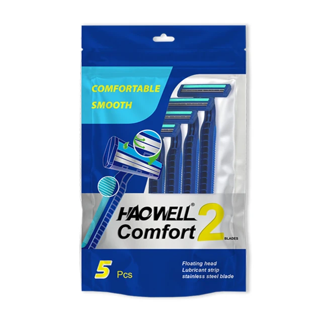 Twin 2 two blade plastic handle disposable razor with lube strip shaving razor with high quality stainless steel