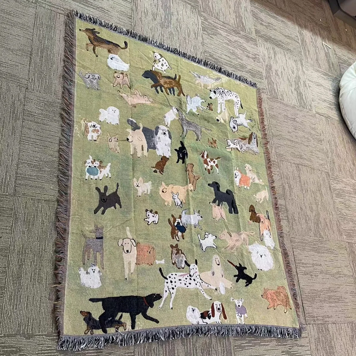 animal dogs custom vintage jacquard woven throw rug home decor blanket