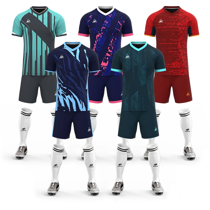 Factory Wholesale Custom Design Soccer Wear Team Soccer Jersey Uniforms Sets Sublimation High Quality Mesh Football Jersey