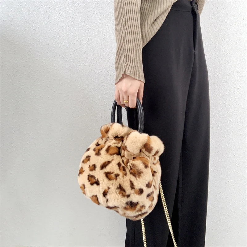 Real Rex rabbit fur tote bags women fur fashion shoulder bags custom color lady fur handbags