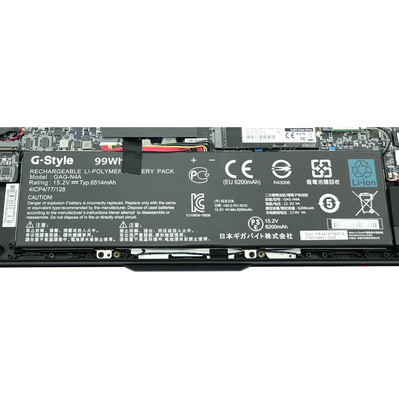Аккумулятор для ноутбука Gigabyte For AORUS 17X (для Intel 12th Gen) For AORUS 17X XE XE4 For AORUS 17X YE YE4 15,2 V 6200mAh 99WH