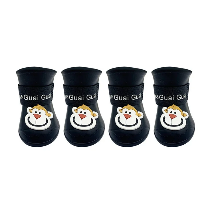 Eco friendly PVC outdoor waterproof silicone cartoon pet rain boots for dogs