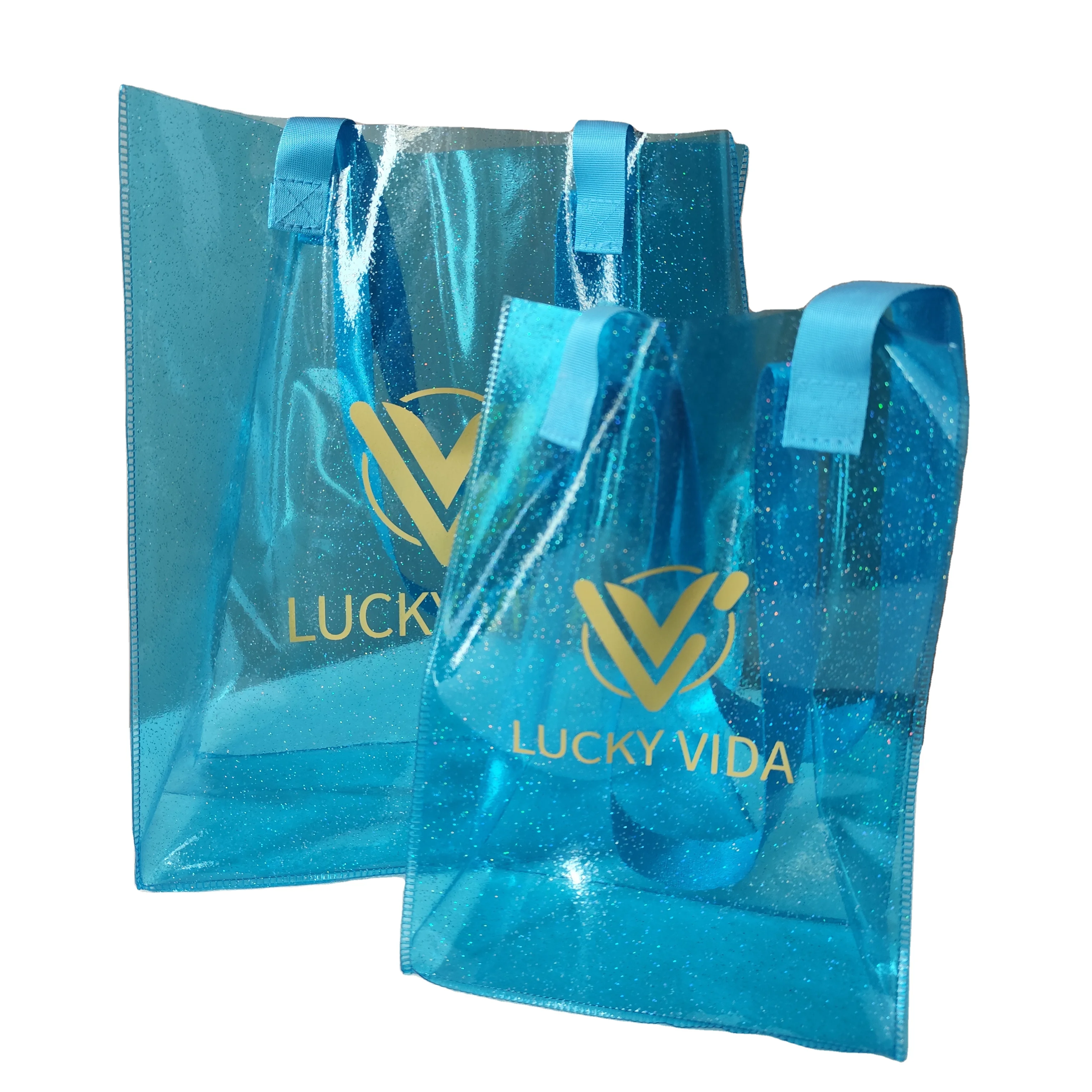 TPU Light Blue Shopping Bag Fitness Beach Swimming Outdoor Bag Big Capacity Waterproof Bag with logo