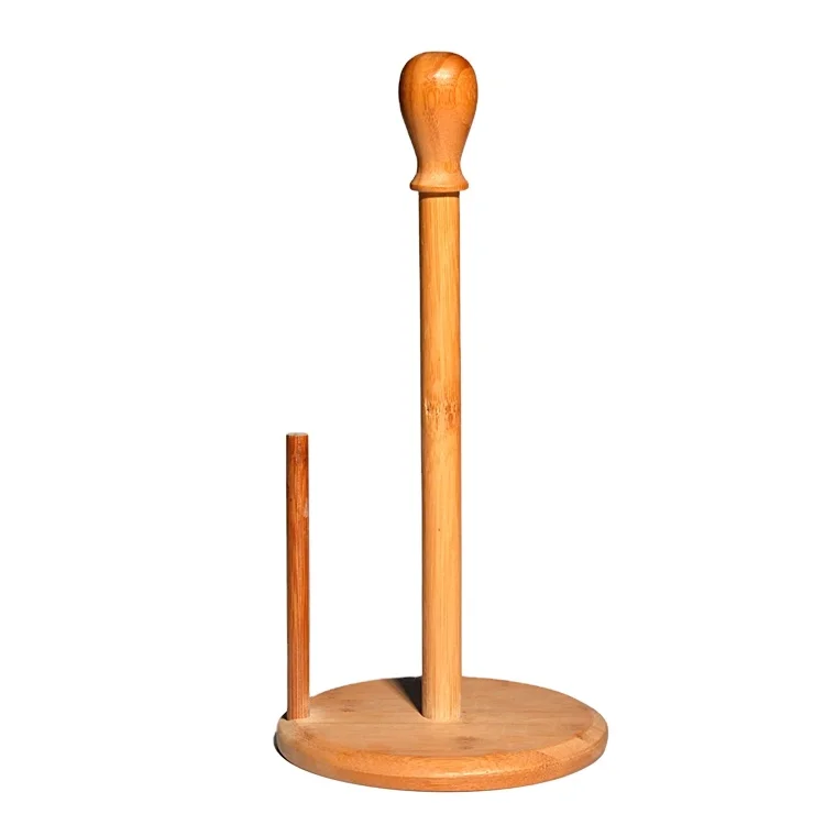 Wholesale Reusable Kitchen Paper Jumbo Tissue Toilet Roll Bamboo Stand Holder For Paper Towel