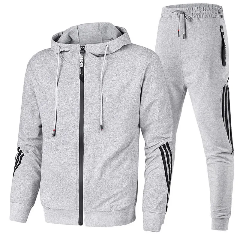 Wholesale Sports Wear Mens Training Sweatsuit Set Workout Fitness Running Gym Clothes 2 Piece Hooded Track Suit For Men