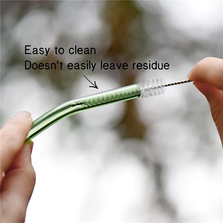 
Reusable Borosilicate Straight And Bent Color Glass Straws With Cleaning Brush 