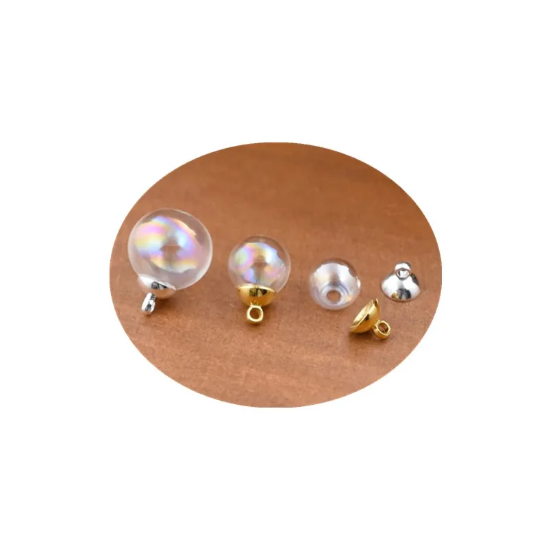 one hole Dazzle Color Glass Ball Caps Hollow Glass Bottle Globe Jewelry Making Accessories Beads Charms Hollow Glass Globe
