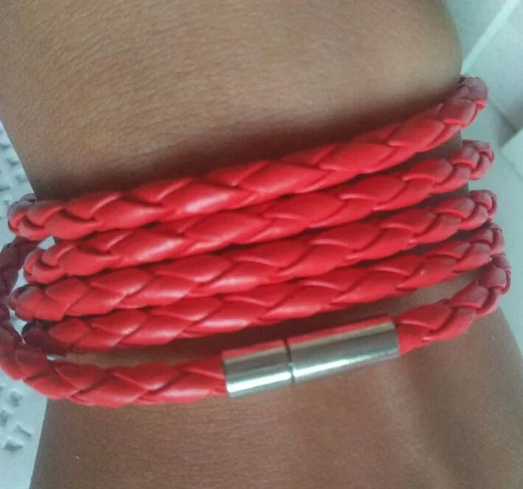 Fashion 5 layer PU double wrap leather braided bracelets handmade round rope turn buckle bracelet wholesale for women men