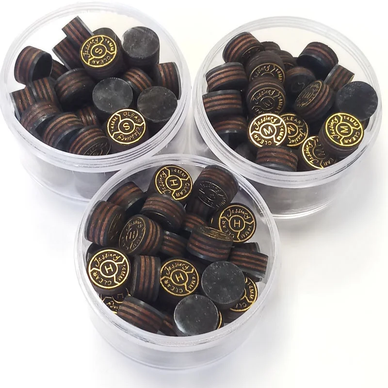 New exclusive Jassinry cue tips S/M/H 14mm black and brown with clear cushion 7 layers pigskin carom tips Billiard accessories