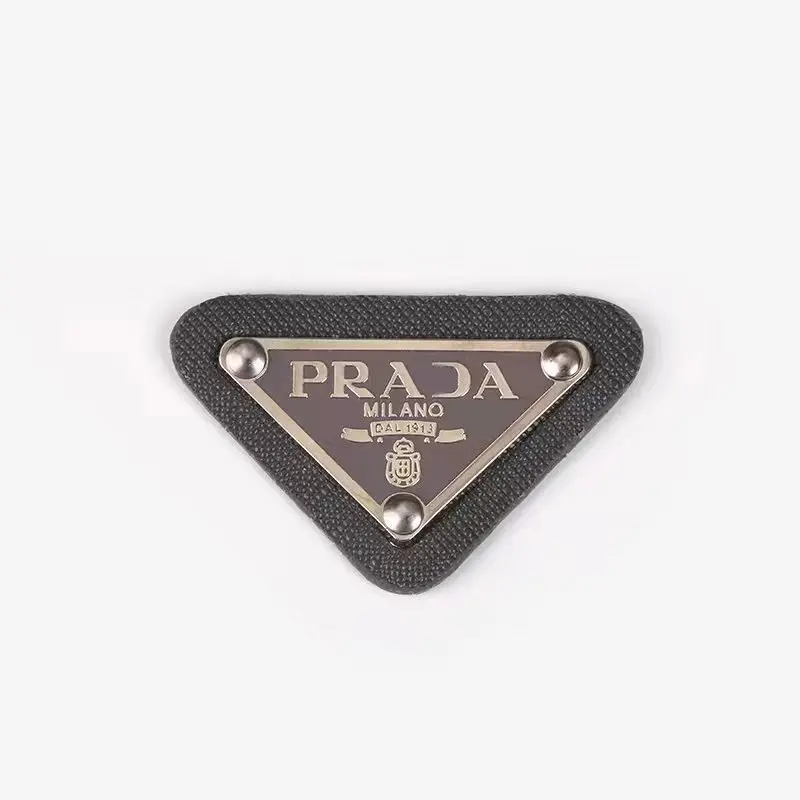 Custom white leather luggage tag jeans leather patch labels metal branding tags with leather backing