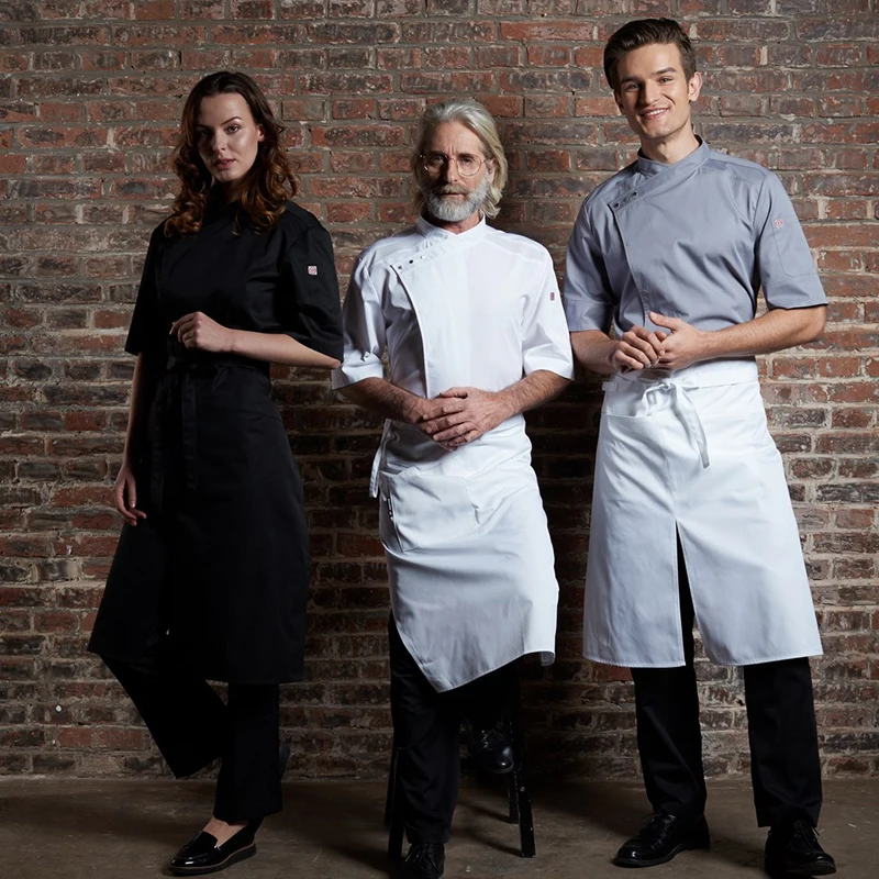 Checkedout short Sleeve cafe bar hotel fast food restaurant uniform Coat Jacket kitchen Chef Uniforms