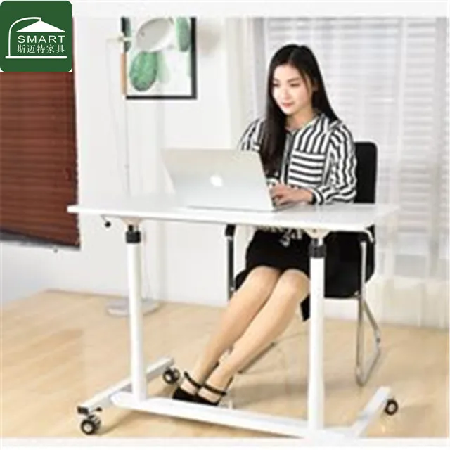 Lifting Steel Adjustable Desk Portable Wheels Folding Tables Height Stand Up Ergonomic Air Column Lift Table Office Furniture
