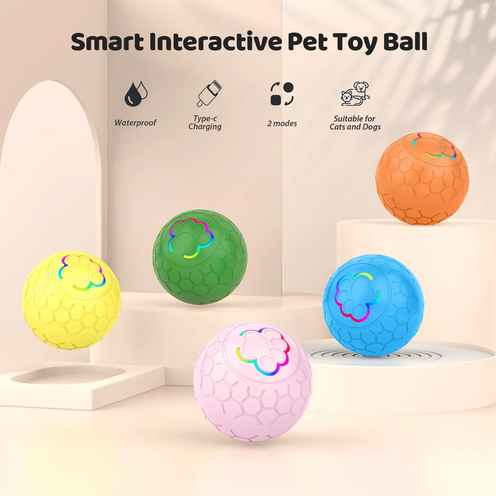 Smart Interactive Dog Ball Toys, Automatic Moving Rotating Dog Ball Active Rolling Ball for Dogs and Cat