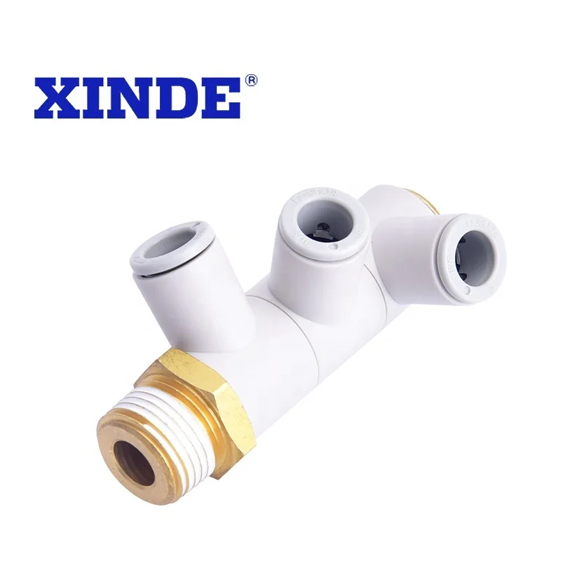 SMC type Pneumatic Pipe Fitting Triple Universal Male Elbow Tube Connector KQ2VT 04-01S