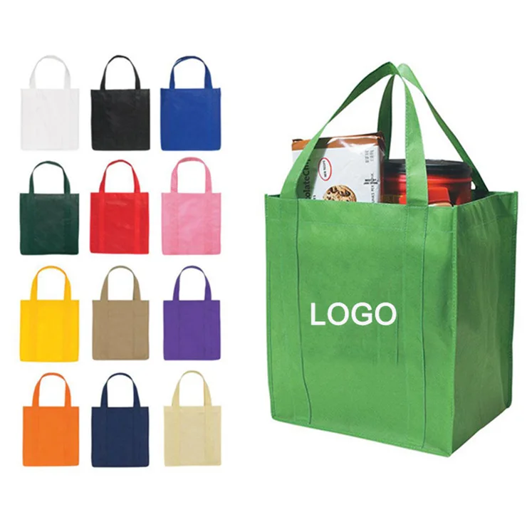Custom logo print supermarket eco reusable shopping tote non woven bag