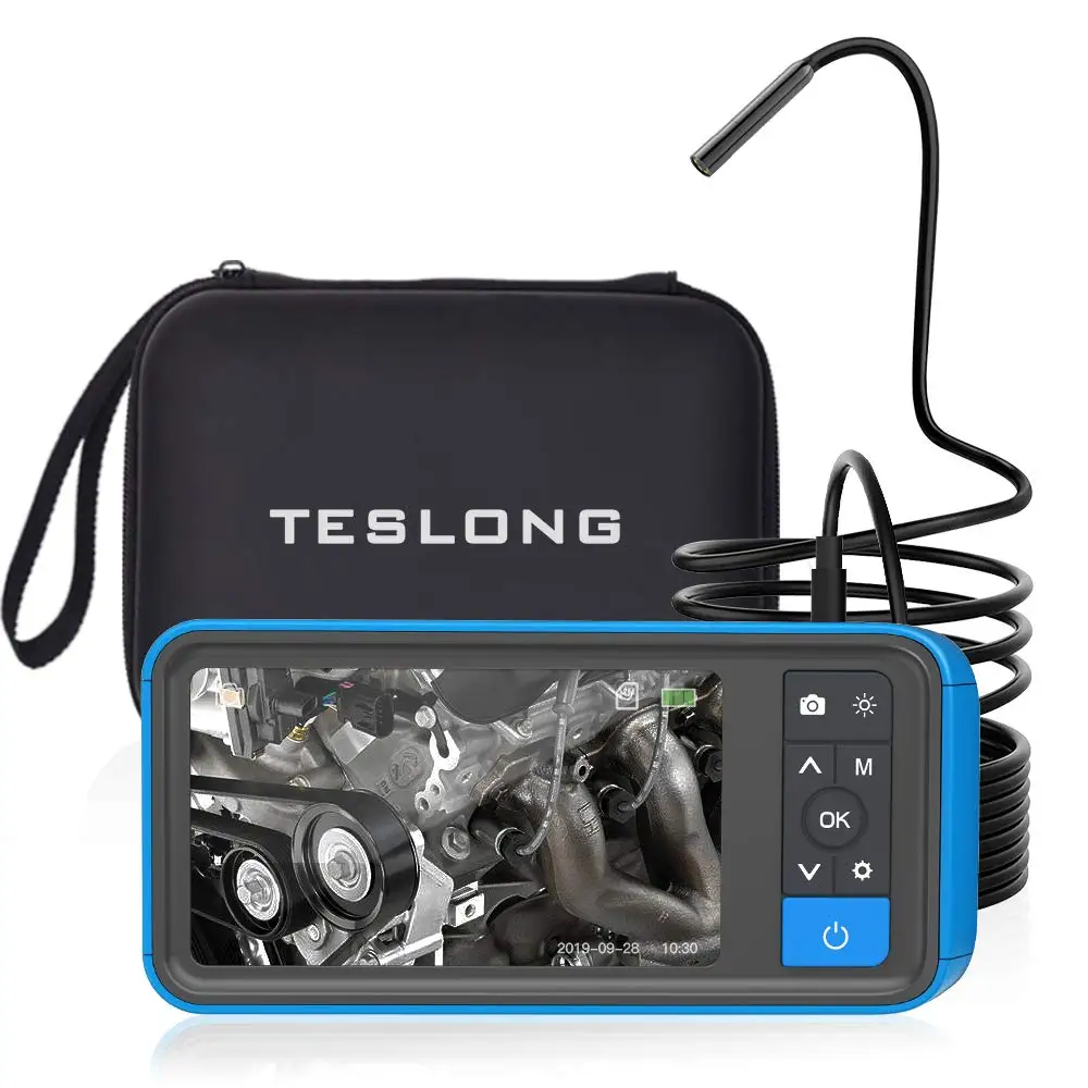 Teslong tube articulating industrial borescope endoscope with 4.5inch screen vehicle diesel engine video inspection camera