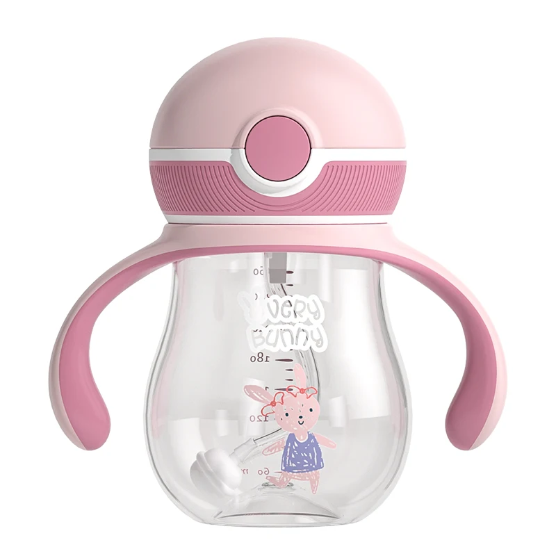 New design 260ml water straw cup with handle for training