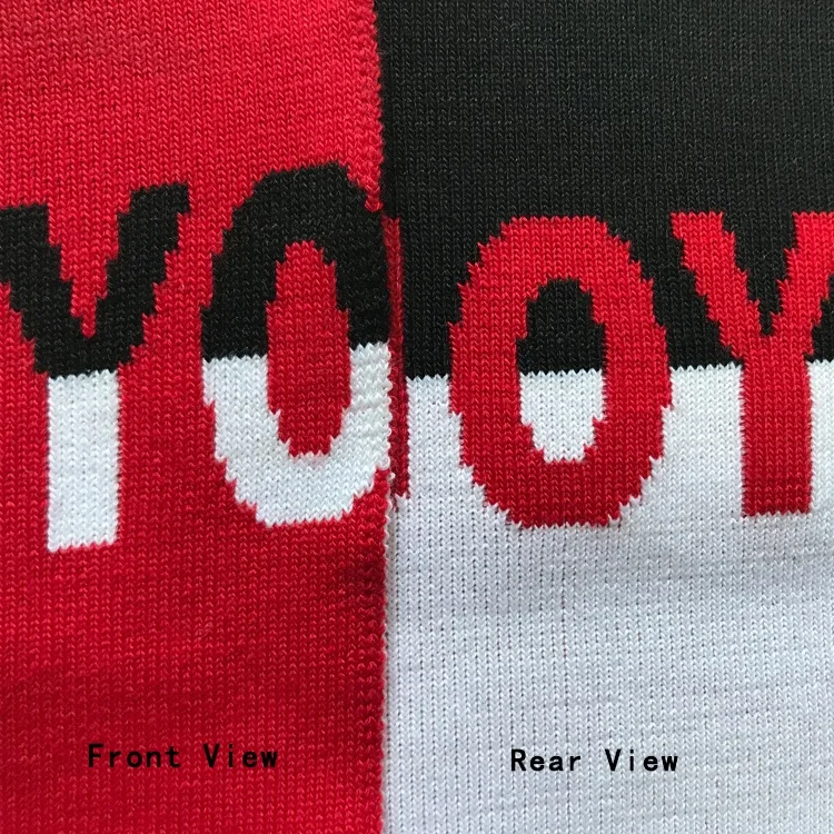 
MulticolorJacquard Ribbed Lettering Collar, Cuffs, Waist and Hem ;Can Be Customized 