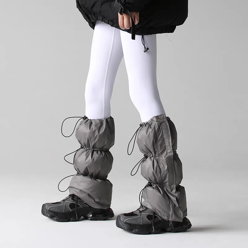 Wholesale Custom Hip Hop Style 90 Duck Down Leg Warmer Leggings Warmer Down Socks Winter Women Y2K Fur Leg Warmers