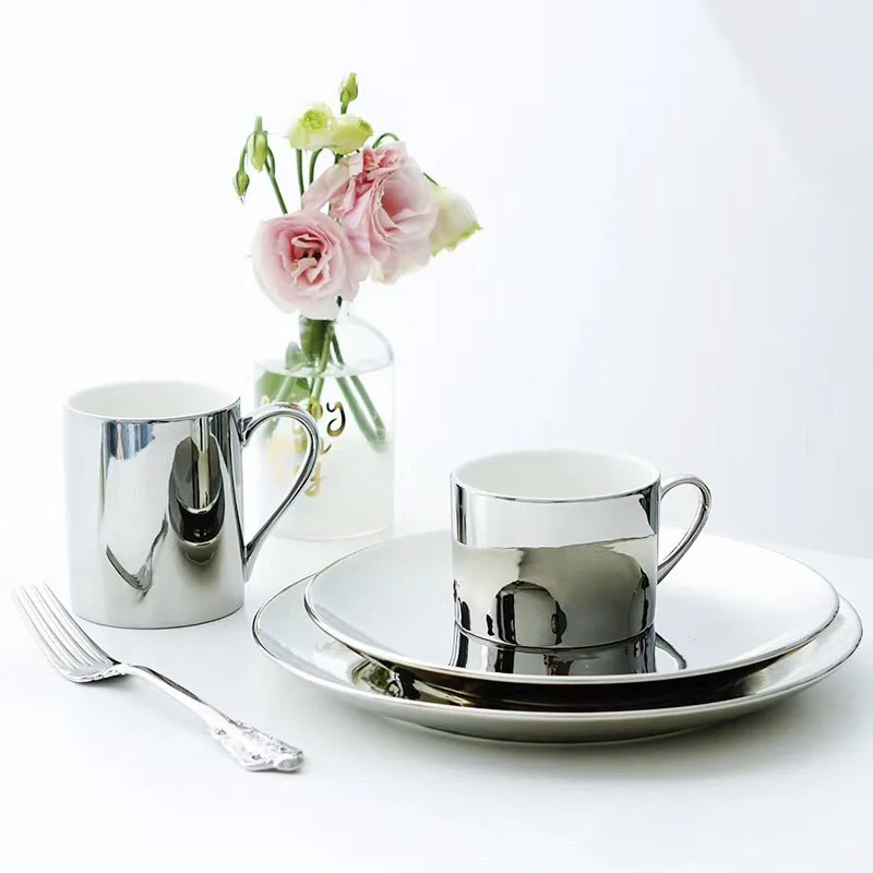 Fine Porcelain Gold-plated Dinnerware Royal Luxury Ceramic Gold Dinner Plate Set