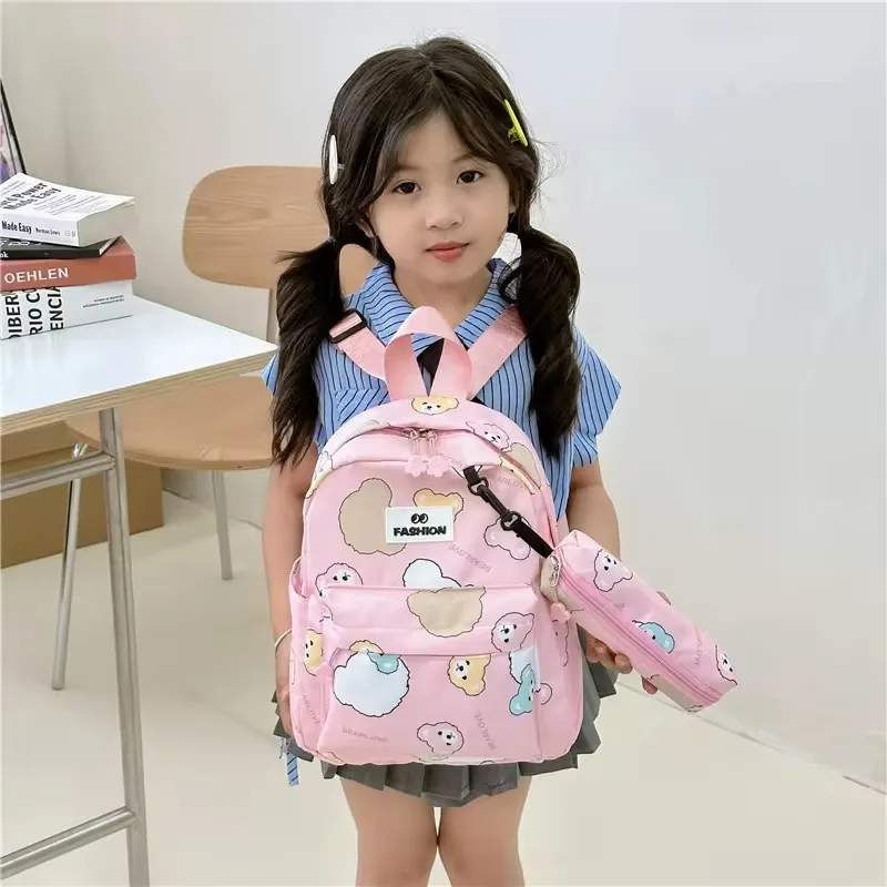 Korean version of ins cute cartoon bear girls backpack bags boys soft high quality school bag for age 6 to 12 years