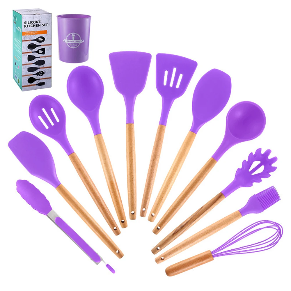 Food Grade 12 pieces silicone kitchen utensil set for cooking and baking