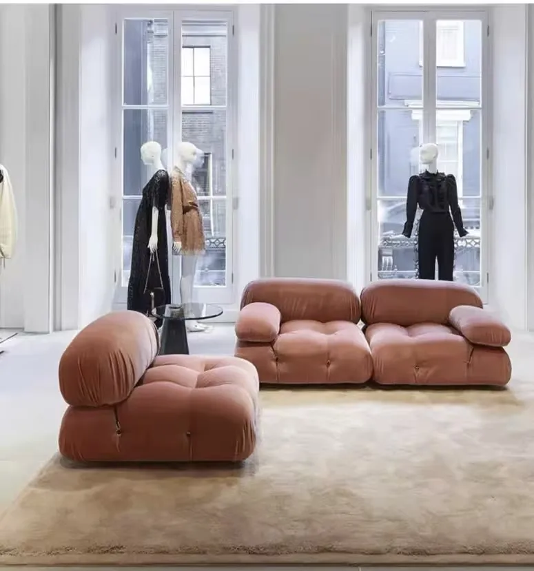 Italian Luxury Fabric Sofa Minimalist Mario Module Combination Extendable Wood Set for Kitchen Villa Bathroom