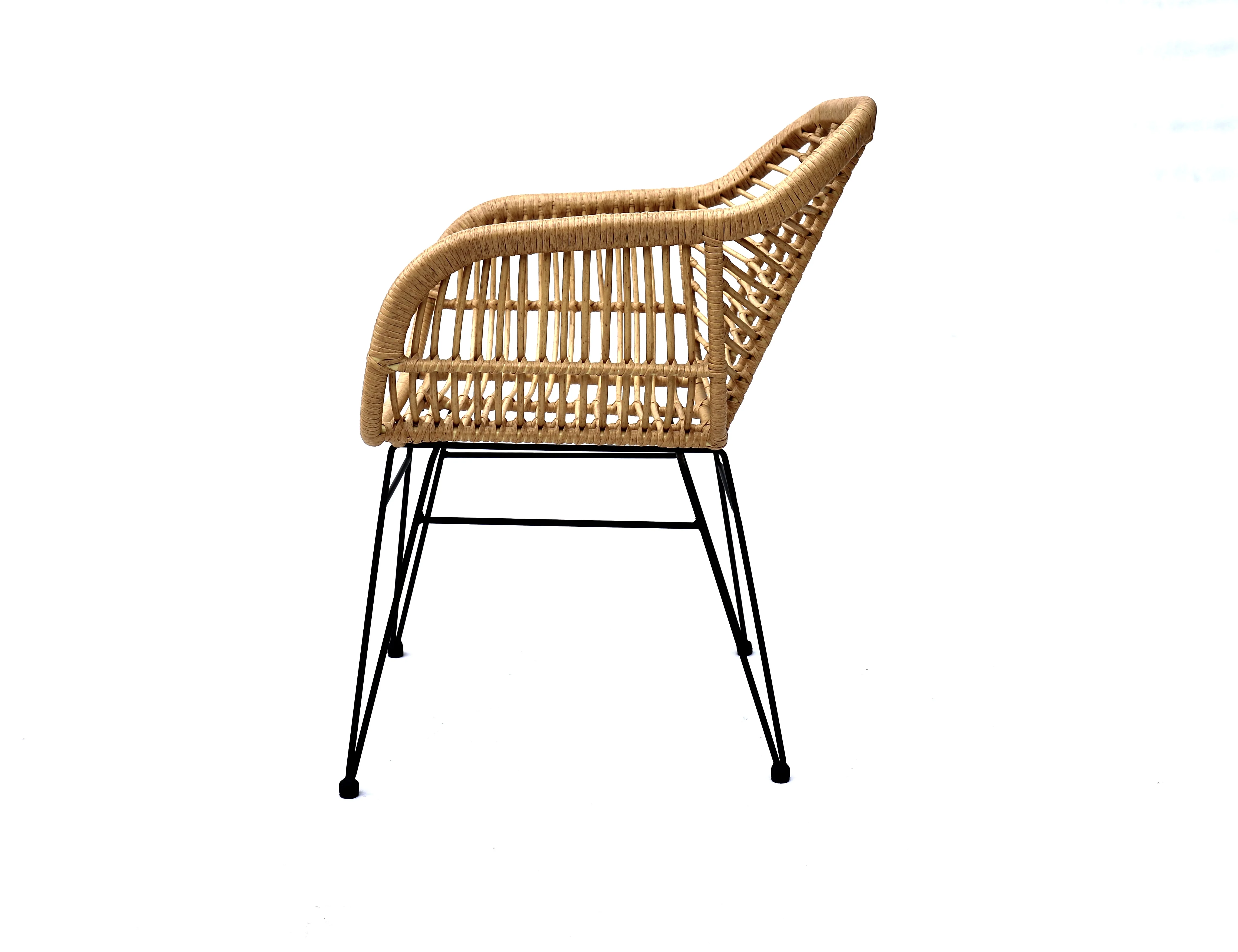 Новейшая популярная мебель для ресторана, натуральный цвет, наружный садовый ротанговый металлический обеденный стул, распродажа