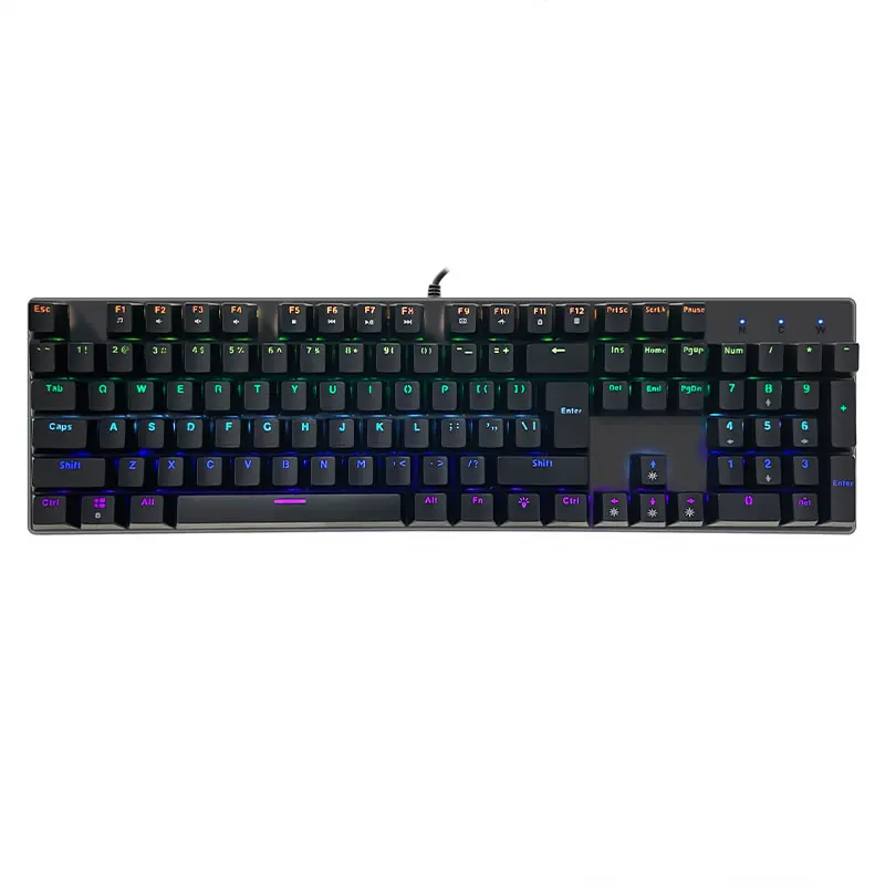 Customized Layout Gaming Keyboard 104 Keys ABS Plastic Mechanical Keyboard with 11 kinds of LED Light, YH-101A