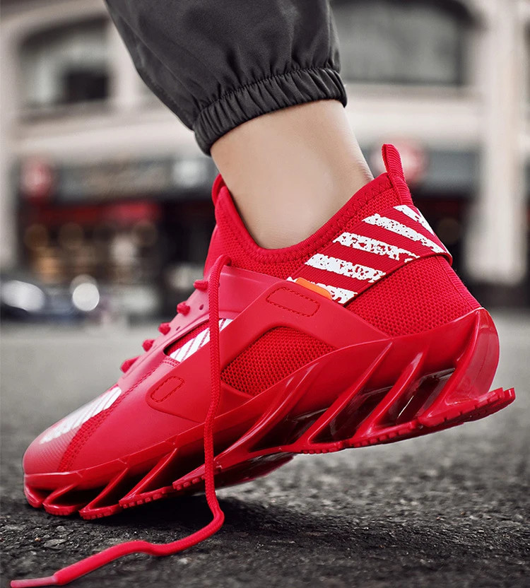 China 2021 new cheap fashion style breathable mesh material high quality red sneakers for
